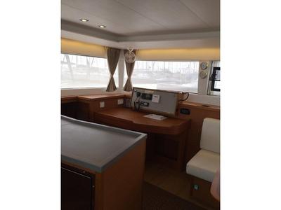 Cockpit of Solstice , a Lagoon 450 catamaran at Athens, Greece