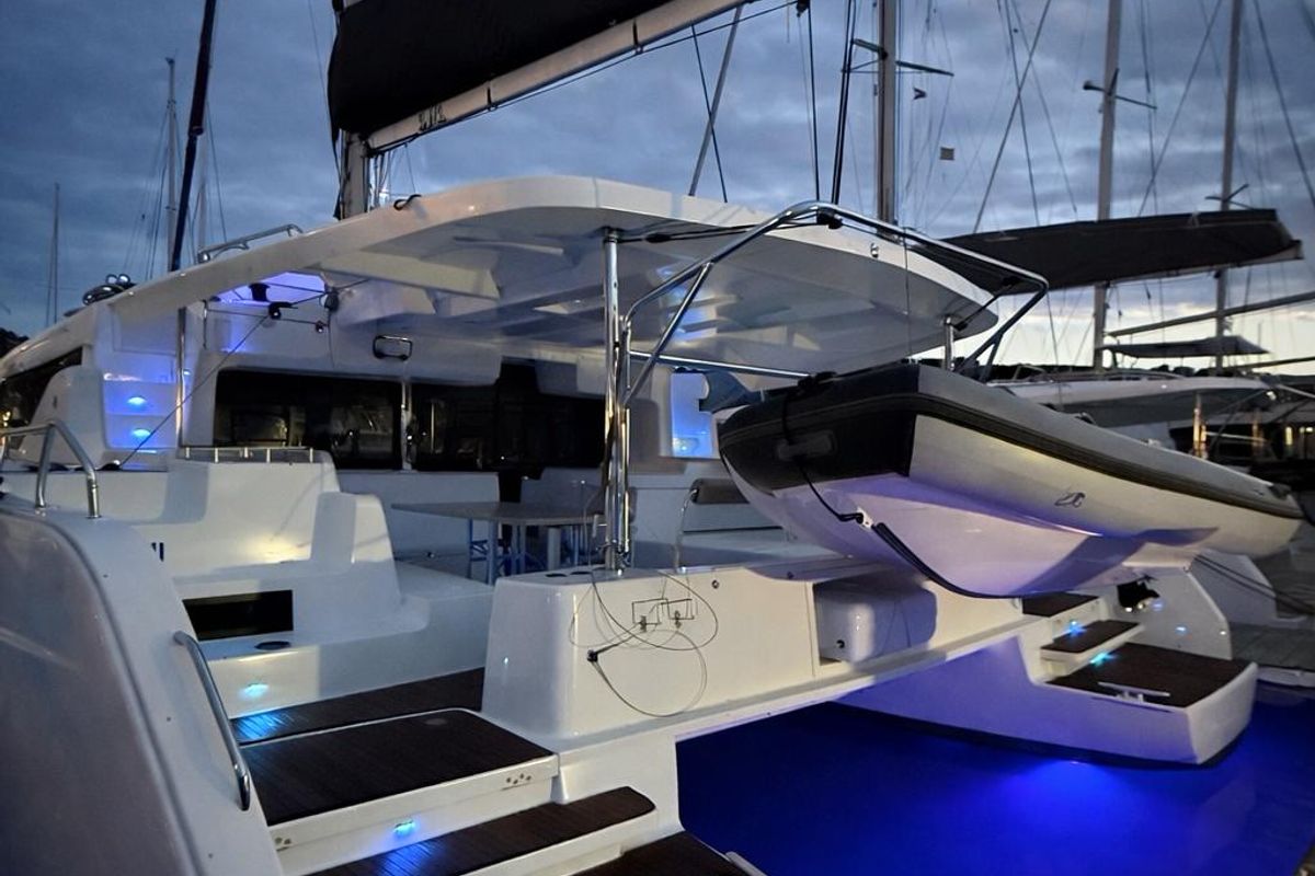 Exterior view of No Limit II, a Lagoon 46 catamaran at Primošten, Croatia