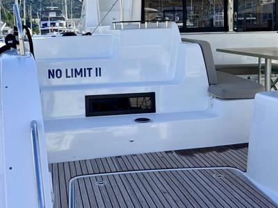 Deck of No Limit II, a Lagoon 46 catamaran at Primošten, Croatia