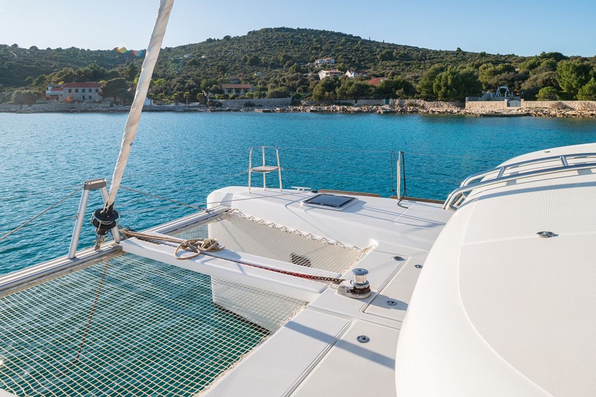 Deck of Mignonne, a Lagoon 40 catamaran at Zadar, Croatia