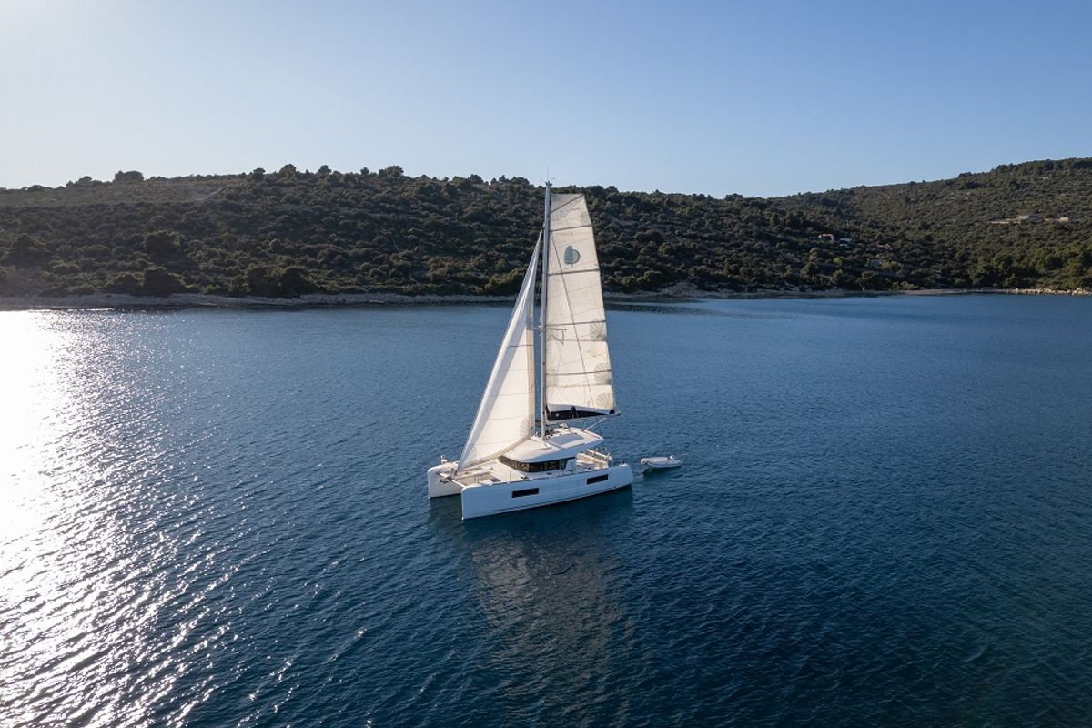 Exterior view of Mignonne, a Lagoon 40 catamaran at Zadar, Croatia