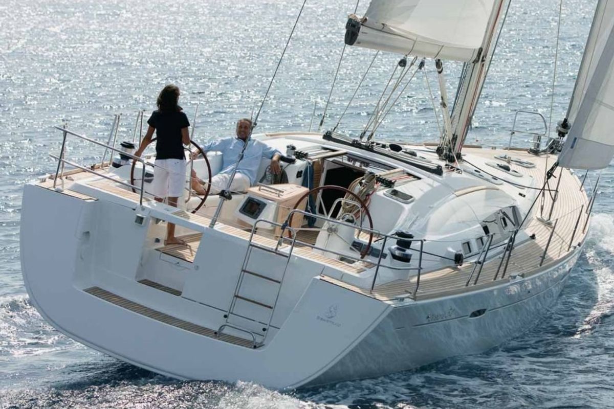 Exterior view of Captain John, a Beneteau Oceanis 54 sailboat at Salamina Municipal Unit, Greece