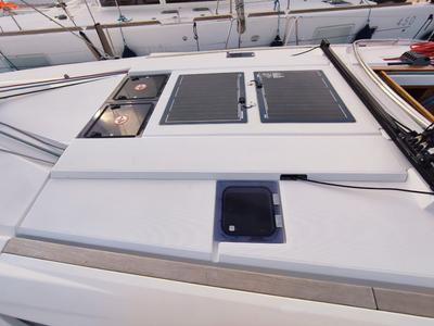 Deck of Skopelos, a Jeanneau Sun Odyssey 519 sailboat at Lavreotiki Municipal Unit, Greece