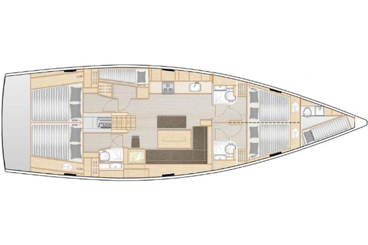 Floor plan of AF-H508, a Hanse Yachts Hanse 508 sailboat at Athens, Greece