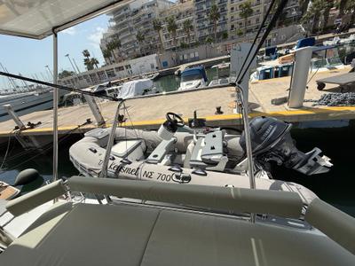 Deck of Keysmet, a Bali 4.6 catamaran at Tourlos, Greece