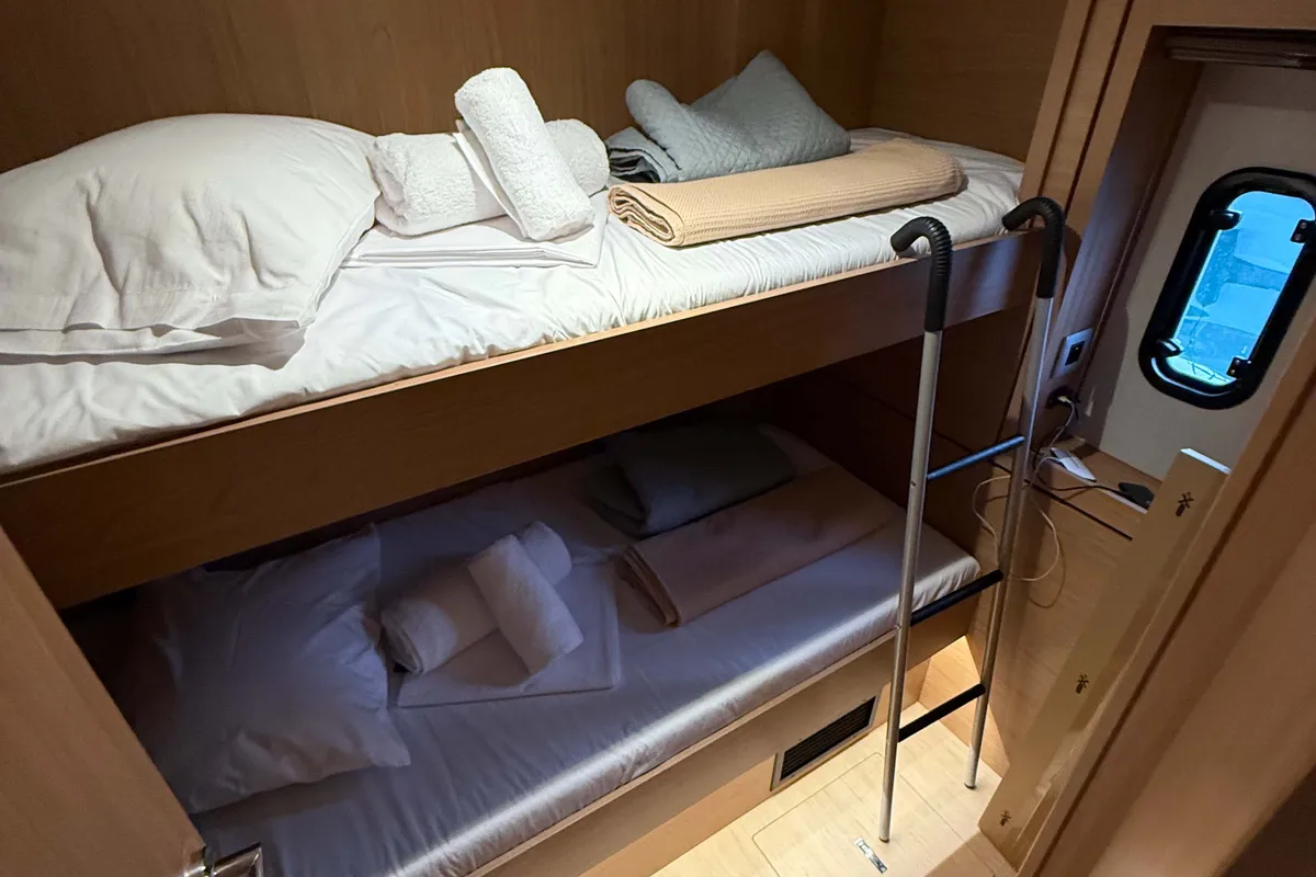 Cabin on Keysmet, a Bali 4.6 catamaran at Tourlos, Greece