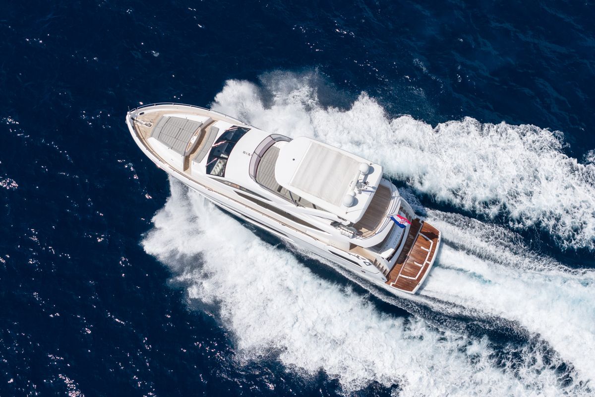 Exterior view of Opal Adriatic, a Sunseeker International Sunseeker 75 yacht at Seget Donji, Croatia