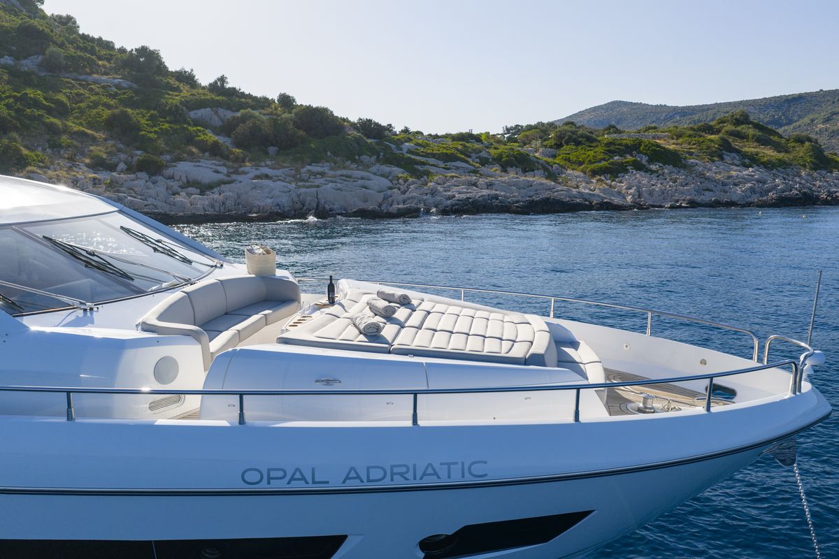 Deck of Opal Adriatic, a Sunseeker International Sunseeker 75 yacht at Seget Donji, Croatia