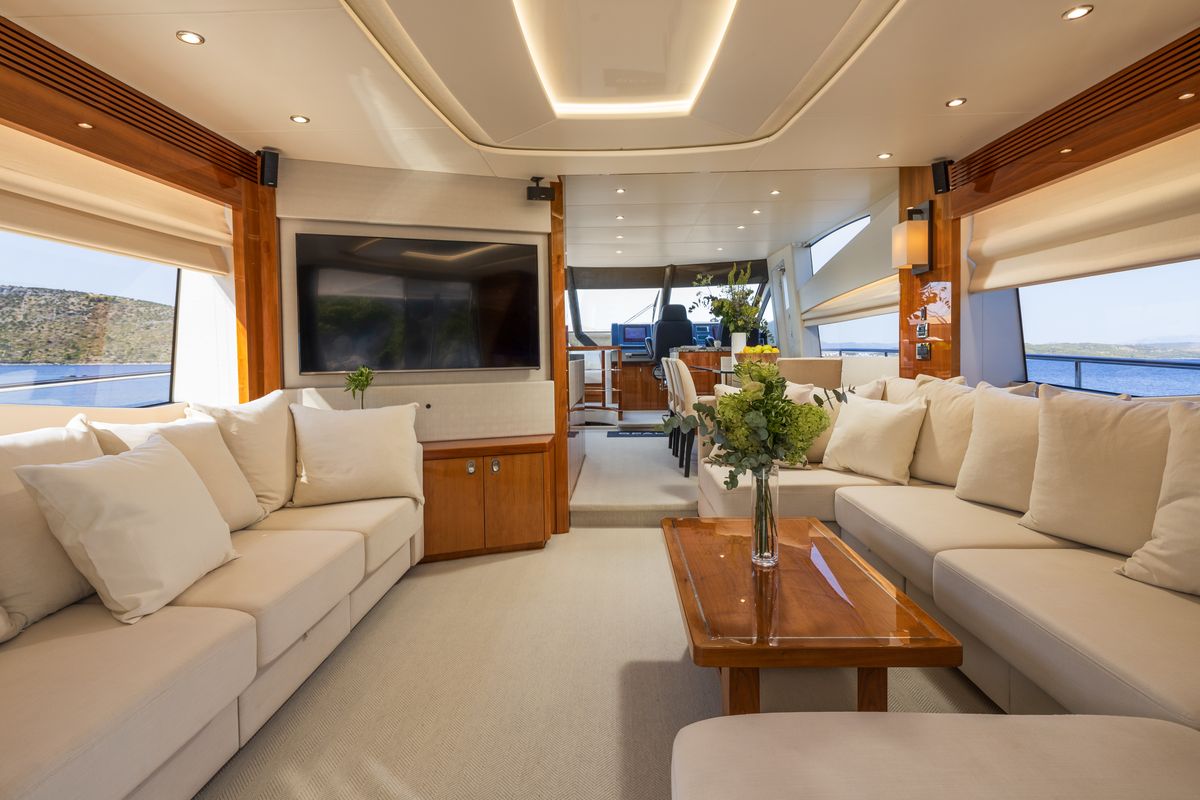 Salon of Opal Adriatic, a Sunseeker International Sunseeker 75 yacht at Seget Donji, Croatia