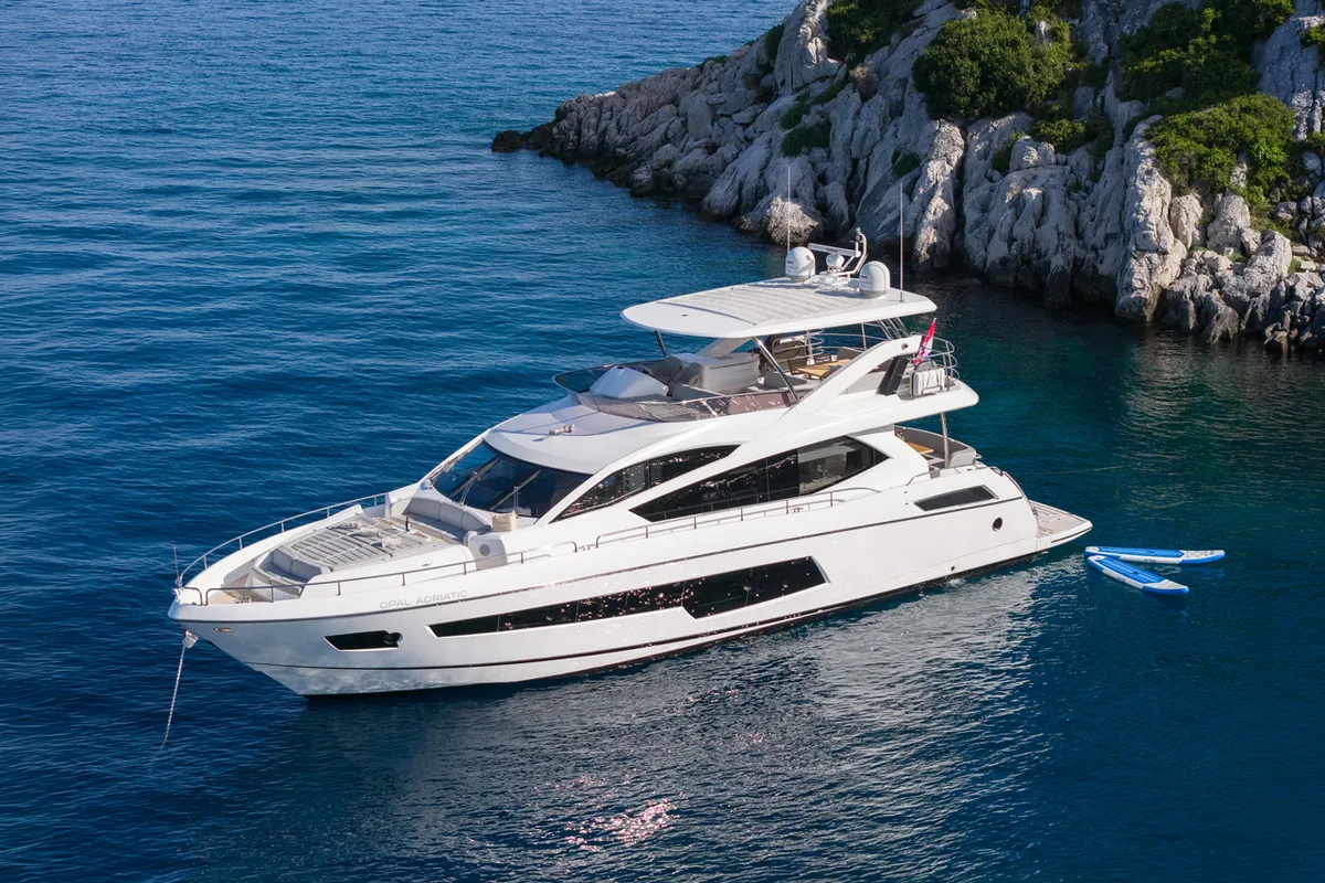 Exterior view of Opal Adriatic, a Sunseeker International Sunseeker 75 yacht at Seget Donji, Croatia