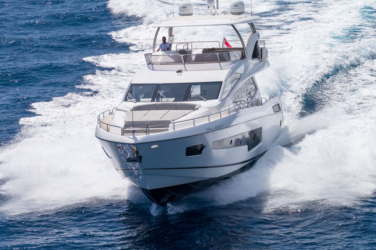 Exterior view of Opal Adriatic, a Sunseeker International Sunseeker 75 yacht at Seget Donji, Croatia