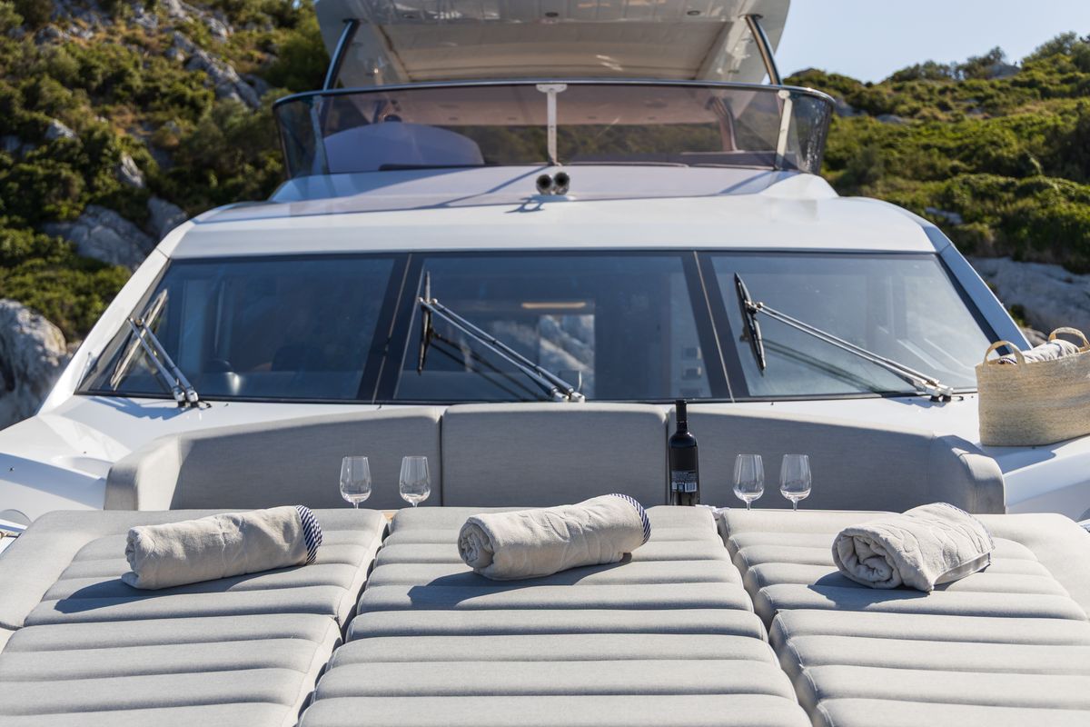 Deck of Opal Adriatic, a Sunseeker International Sunseeker 75 yacht at Seget Donji, Croatia