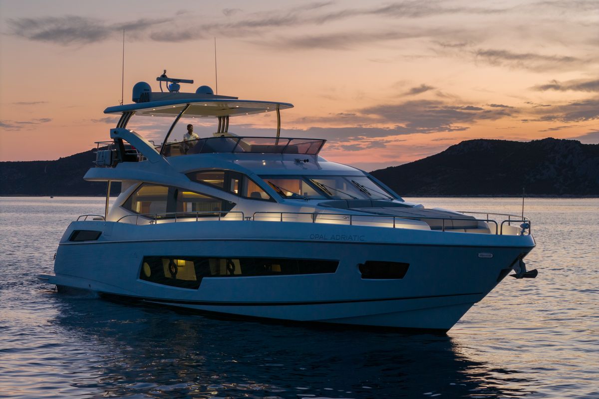 Exterior view of Opal Adriatic, a Sunseeker International Sunseeker 75 yacht at Seget Donji, Croatia