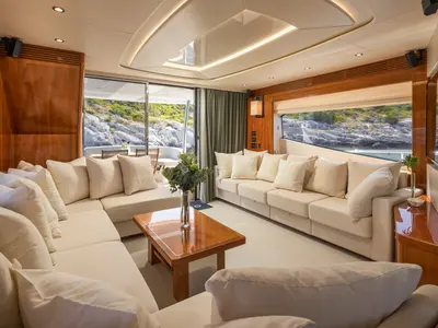 Salon of Opal Adriatic, a Sunseeker International Sunseeker 75 yacht at Seget Donji, Croatia