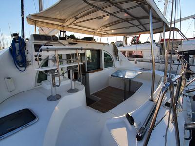 Cockpit of Manatéa, a Lagoon 38 catamaran at Hyères, France