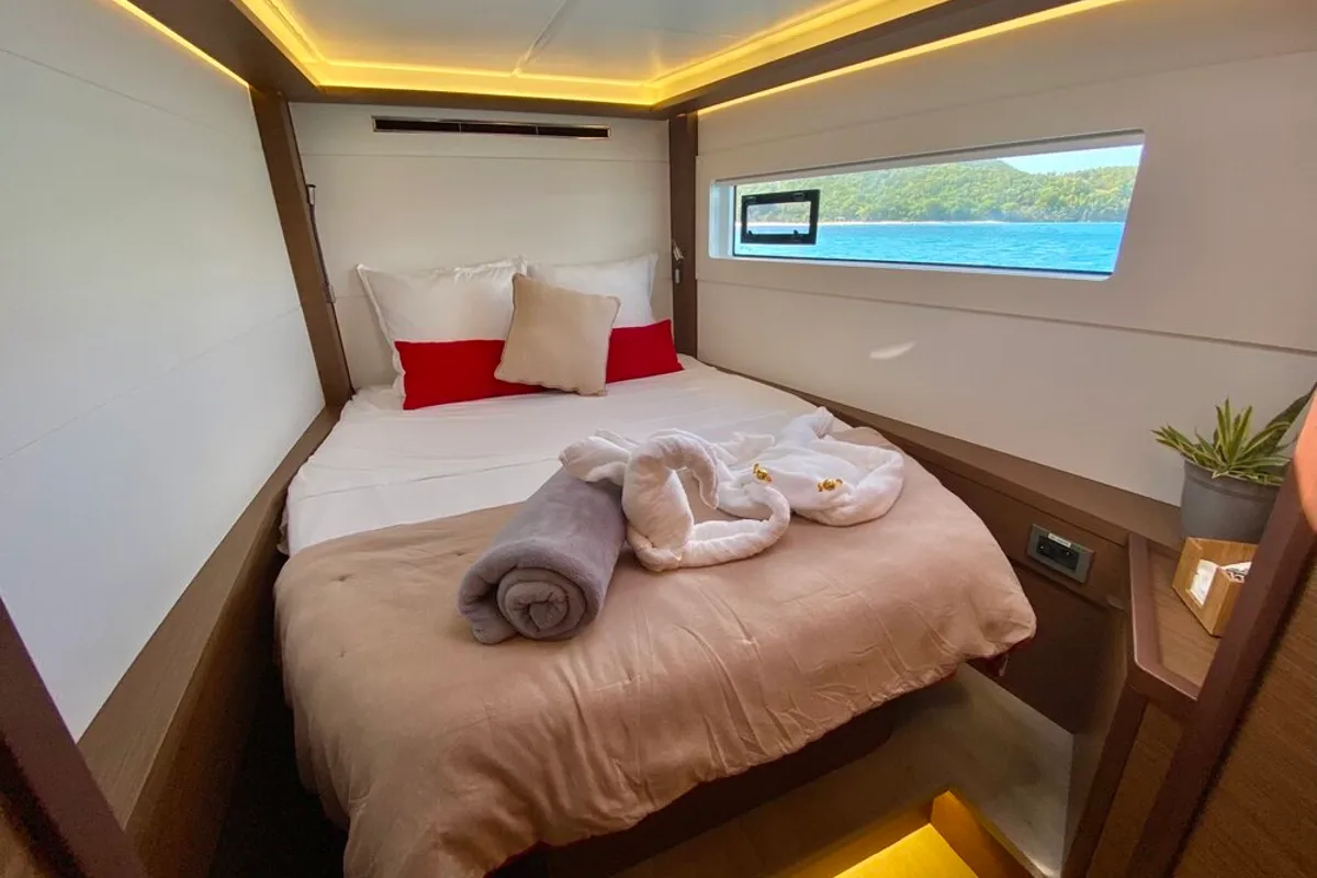 Cabin on Maryna, a Lagoon 46 catamaran at Seychelles, Eden Island Marina, Seychelles