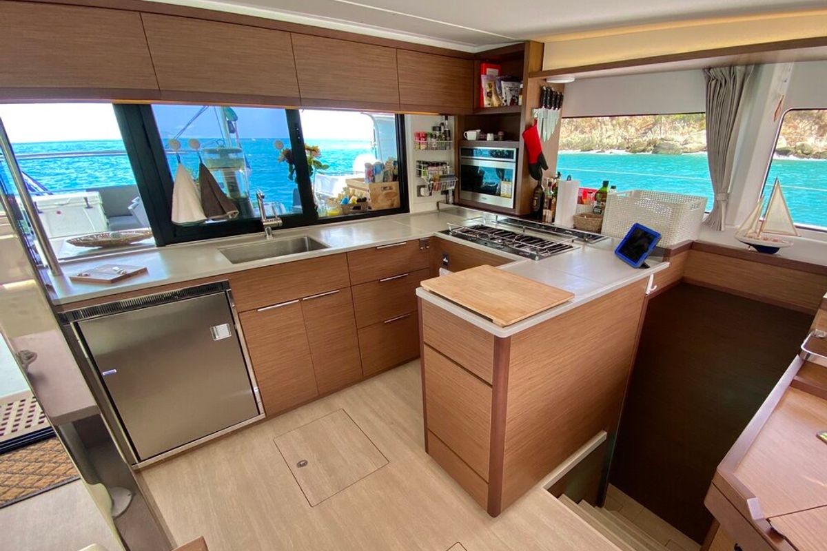 Salon of Maryna, a Lagoon 46 catamaran at Seychelles, Eden Island Marina, Seychelles