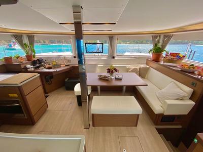 Salon of Maryna, a Lagoon 46 catamaran at Seychelles, Eden Island Marina, Seychelles