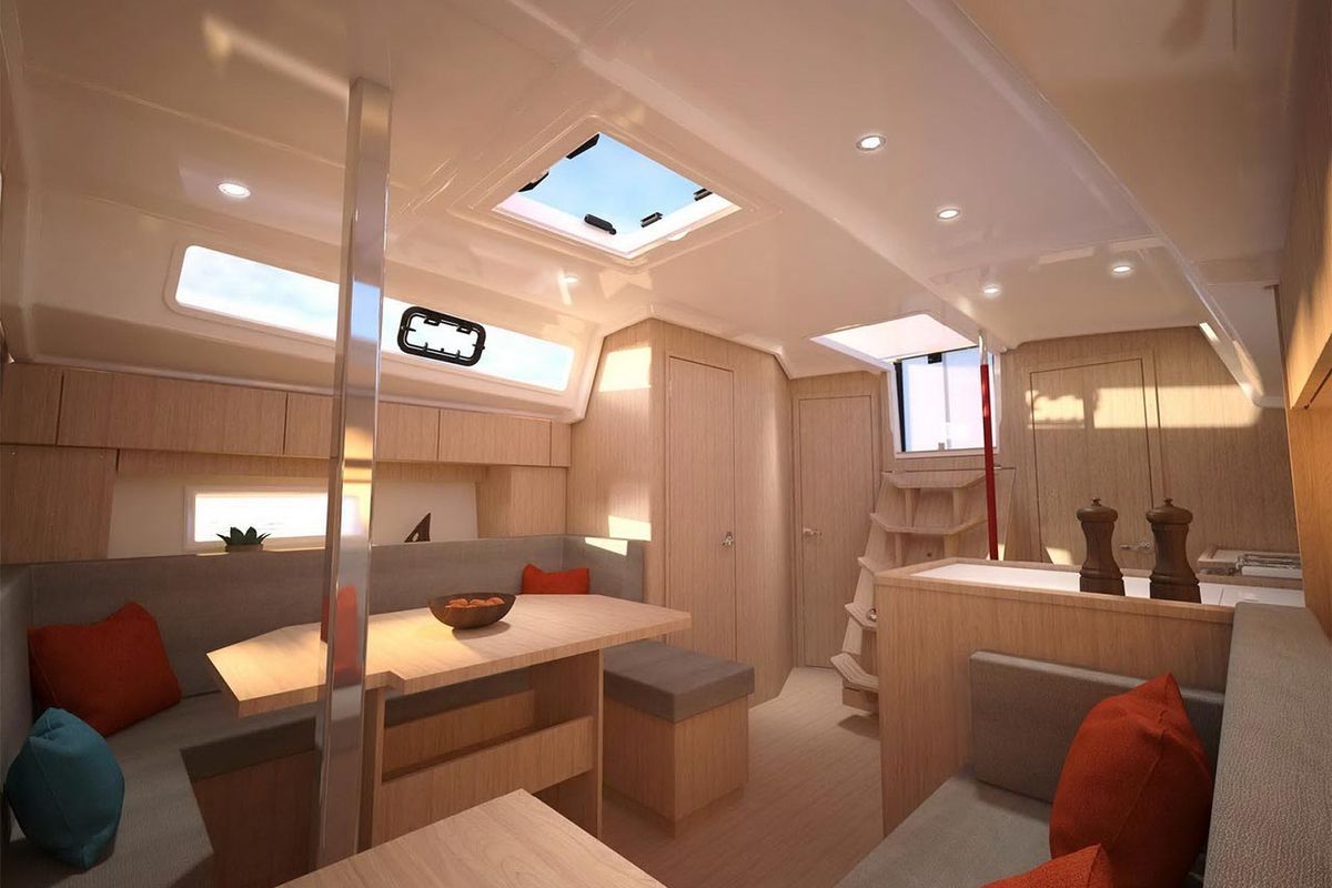 Salon of Lepanto, a Bavaria C38 sailboat at Fethiye, Turkey