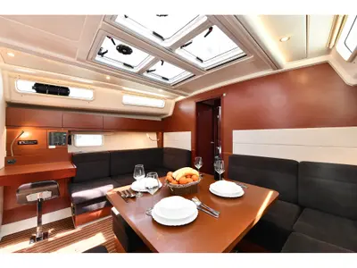 Salon of Sarsala, a Hanse Yachts Hanse 458 sailboat at Fethiye, Turkey