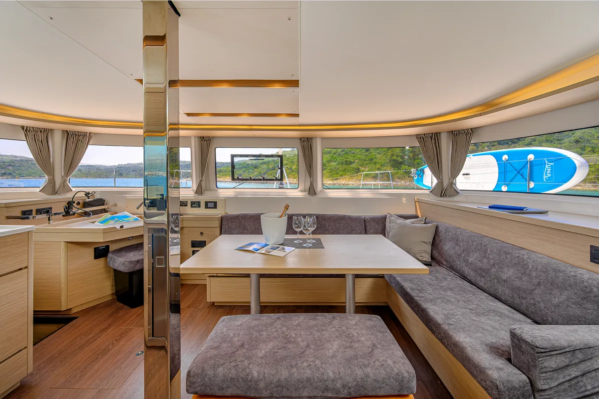 Salon of Gemini, a Lagoon 46 catamaran at Grad Trogir, Croatia