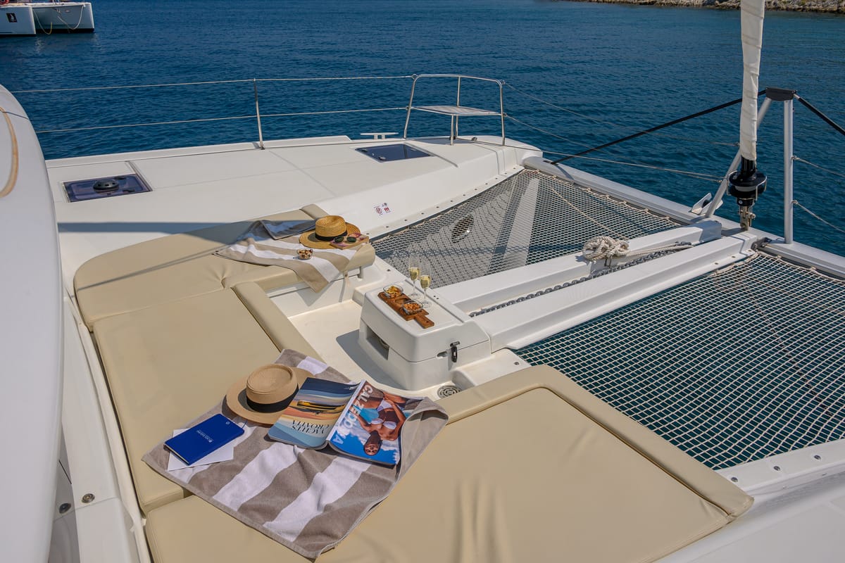 Deck of Gemini, a Lagoon 46 catamaran at Grad Trogir, Croatia