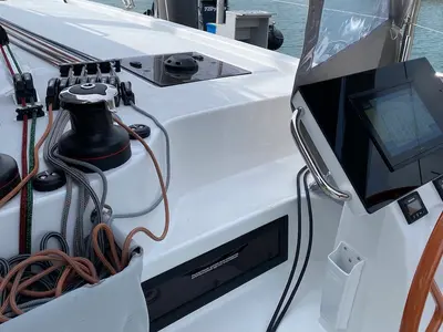 Cockpit of ARABELLA, a Excess 14 catamaran at Grad Šibenik, Croatia