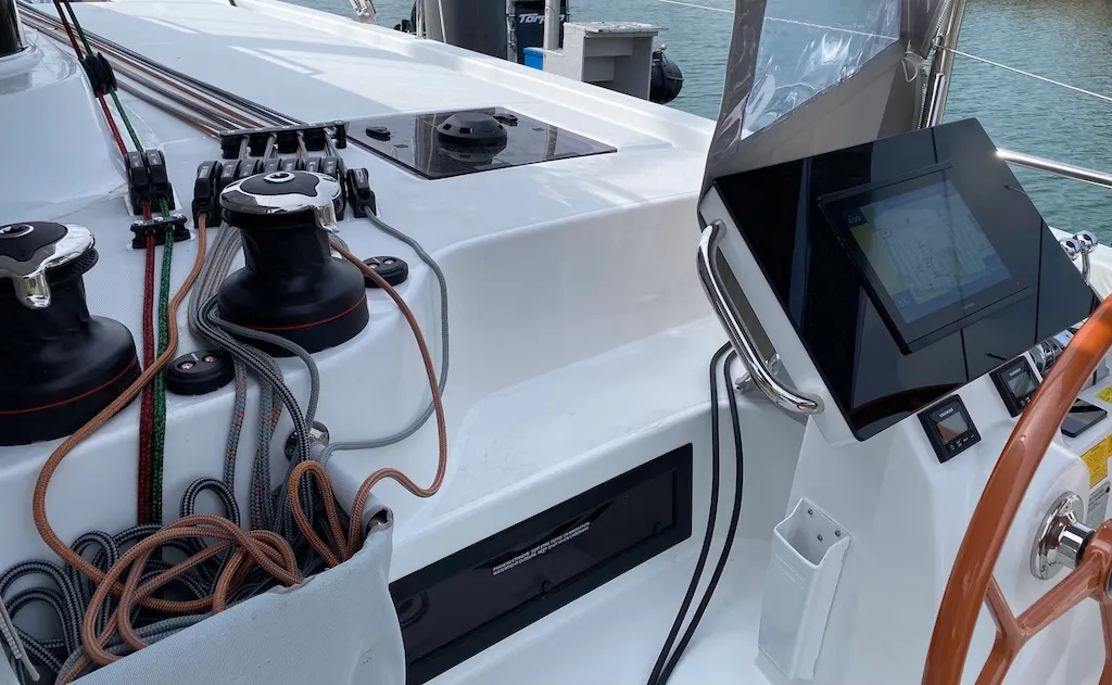 Cockpit of ARABELLA, a Excess 14 catamaran at Grad Šibenik, Croatia