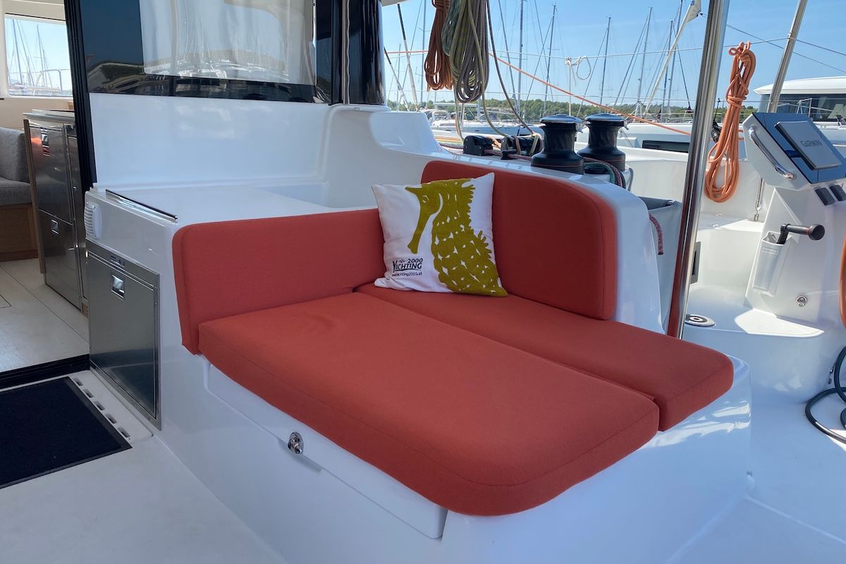 Deck of ARABELLA, a Excess 14 catamaran at Grad Šibenik, Croatia