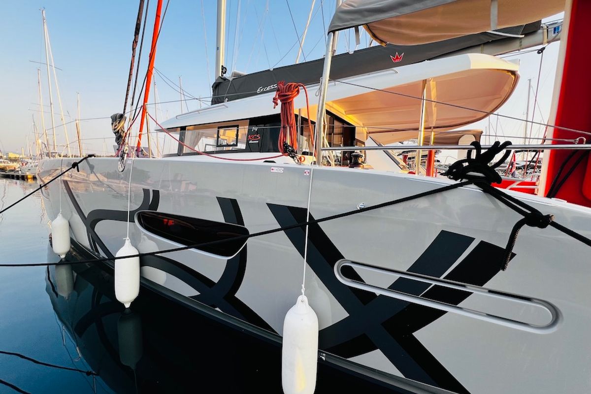 Exterior view of ARABELLA, a Excess 14 catamaran at Grad Šibenik, Croatia