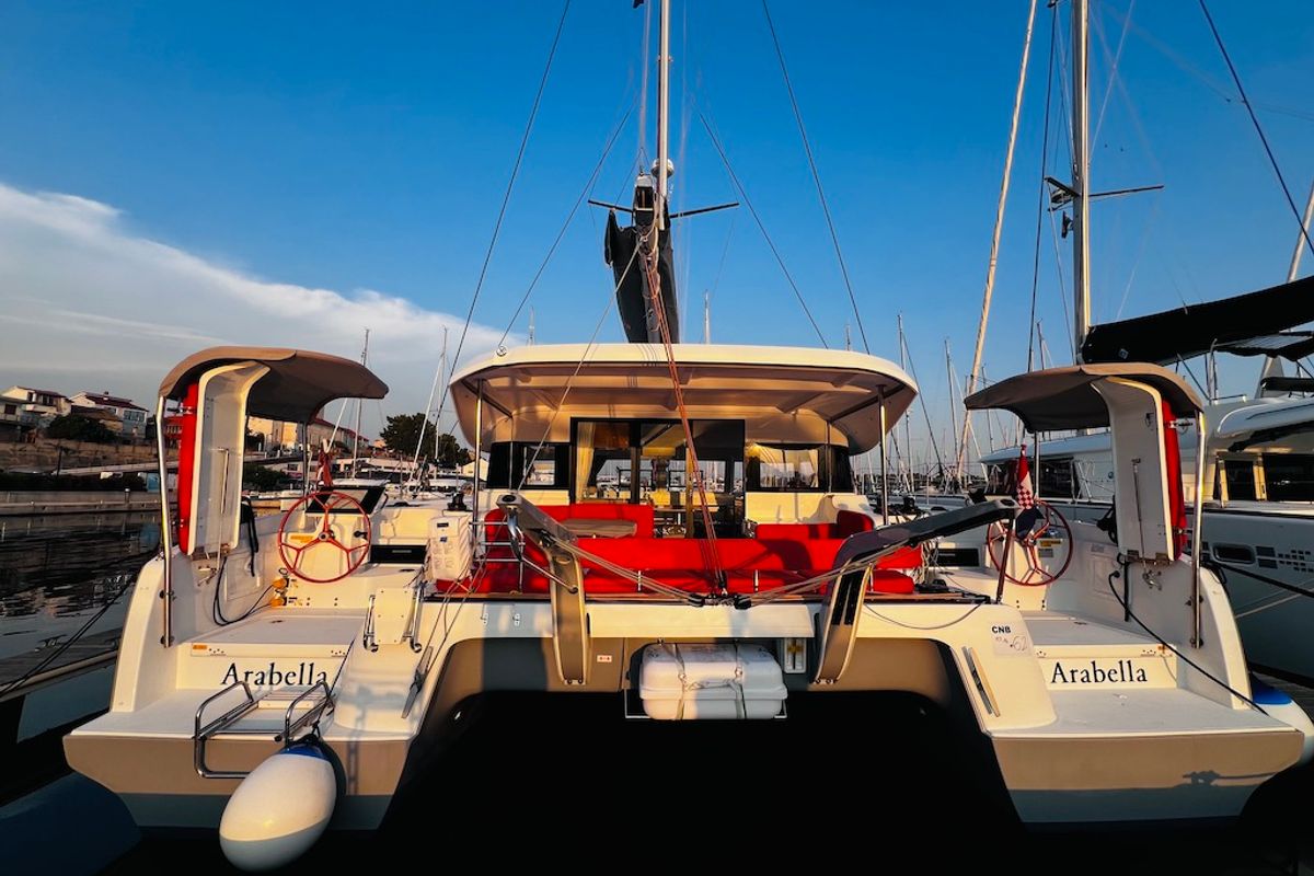 Exterior view of ARABELLA, a Excess 14 catamaran at Grad Šibenik, Croatia