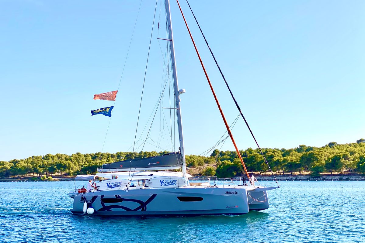 Exterior view of ARABELLA, a Excess 14 catamaran at Grad Šibenik, Croatia