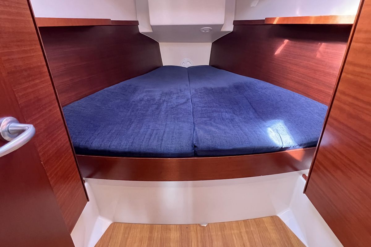 Cabin on Minie, a Hanse Yachts Hanse 370 sailboat at Heiligenhafen, Germany