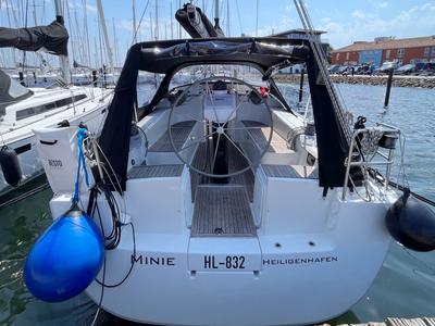 Cockpit of Minie, a Hanse Yachts Hanse 370 sailboat at Heiligenhafen, Germany