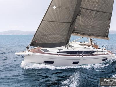 Exterior view of Ohana, a Bavaria C38 sailboat at Punat, Croatia