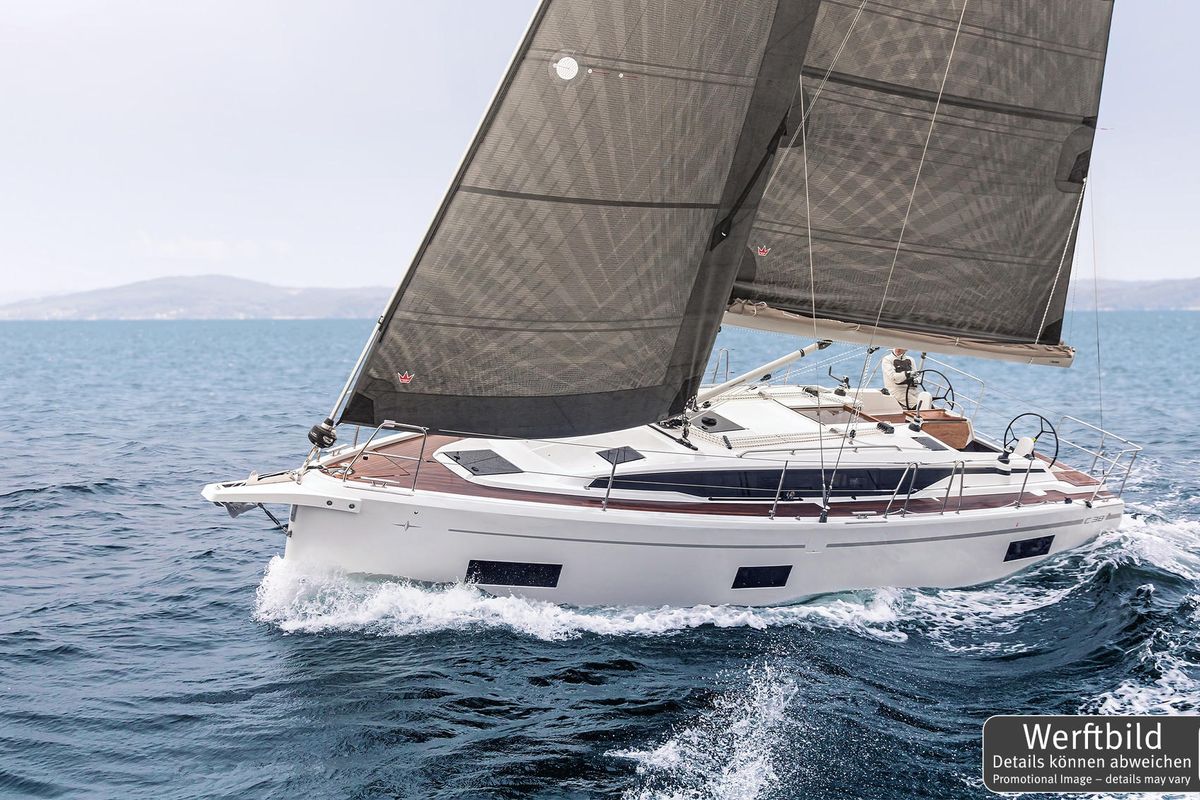 Exterior view of Ohana, a Bavaria C38 sailboat at Punat, Croatia