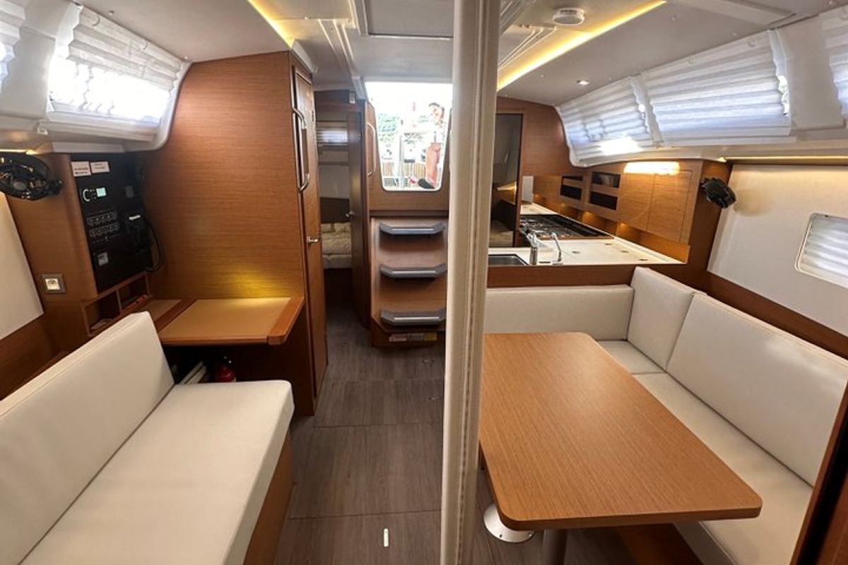 Salon of Princess Tia, a Jeanneau Sun Odyssey 380 sailboat at Punat, Croatia