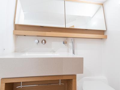 Galley of PERSEIDE, a Dufour 530 sailboat at Capo d'Orlando, Italy