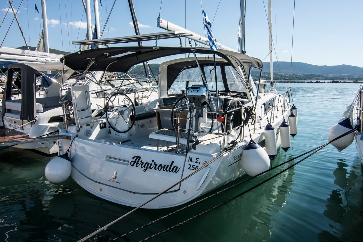 Exterior view of Argyroula, a Beneteau Oceanis 41.1 sailboat at Municipal Unit of Lefkada, Greece