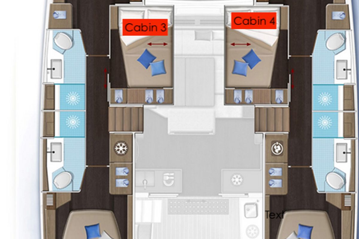 Floor plan of Joyous 2, a Lagoon 51 catamaran at Mai Khao, Thailand