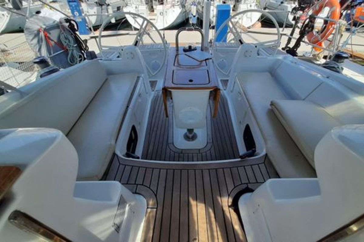 Cockpit of Aquatica, a Elan Impression 444 sailboat at Athens, Yacht Club Amfitheas, Greece