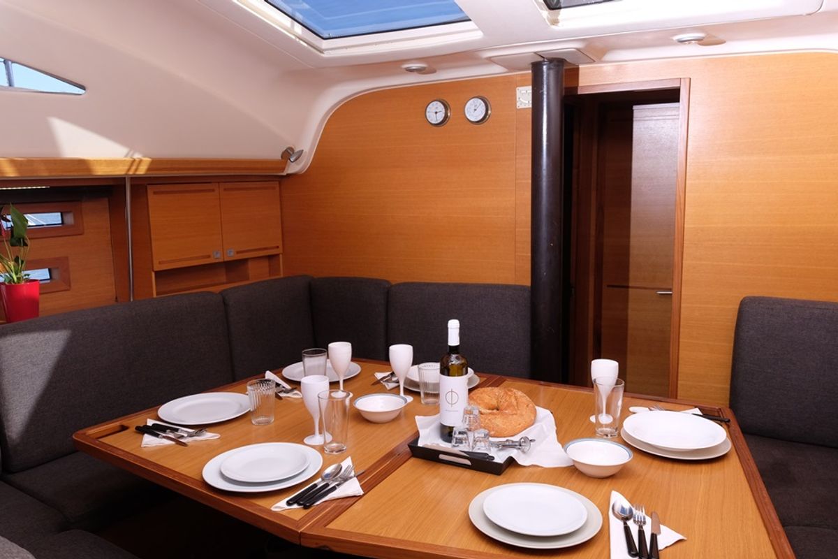 Salon of Aquatica, a Elan Impression 444 sailboat at Athens, Yacht Club Amfitheas, Greece