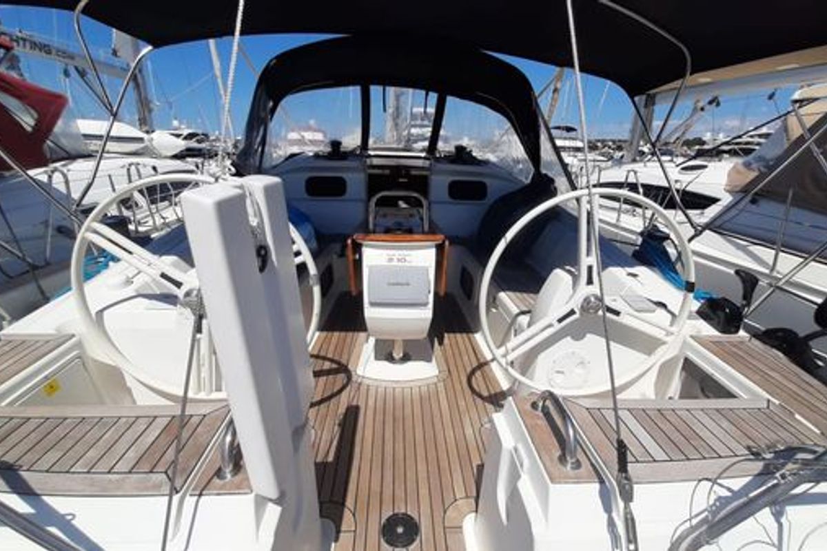Cockpit of Aquatica, a Elan Impression 444 sailboat at Athens, Yacht Club Amfitheas, Greece