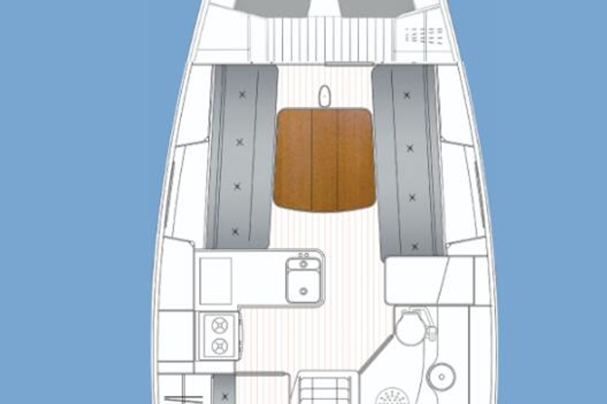 Floor plan of St. Kitts, a Saare Yachts Saare 38.2 sailboat at Heiligenhafen, Germany