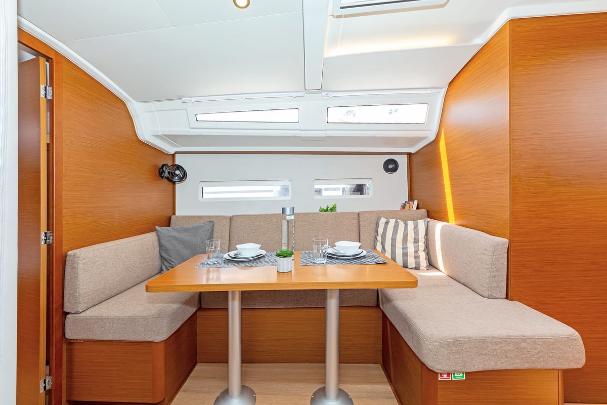 Salon of Zheng Yi Sao, a Jeanneau Sun Odyssey 410 sailboat at Athens, Greece