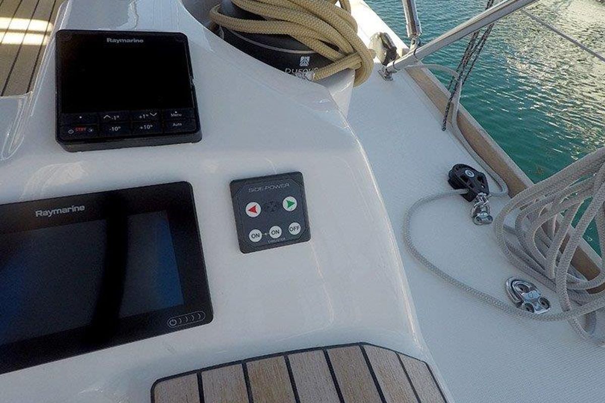 Cockpit of Petra, a Dufour 460 GL sailboat at Grad Šibenik, Croatia