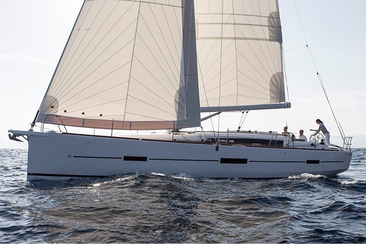 Exterior view of Petra, a Dufour 460 GL sailboat at Grad Šibenik, Croatia