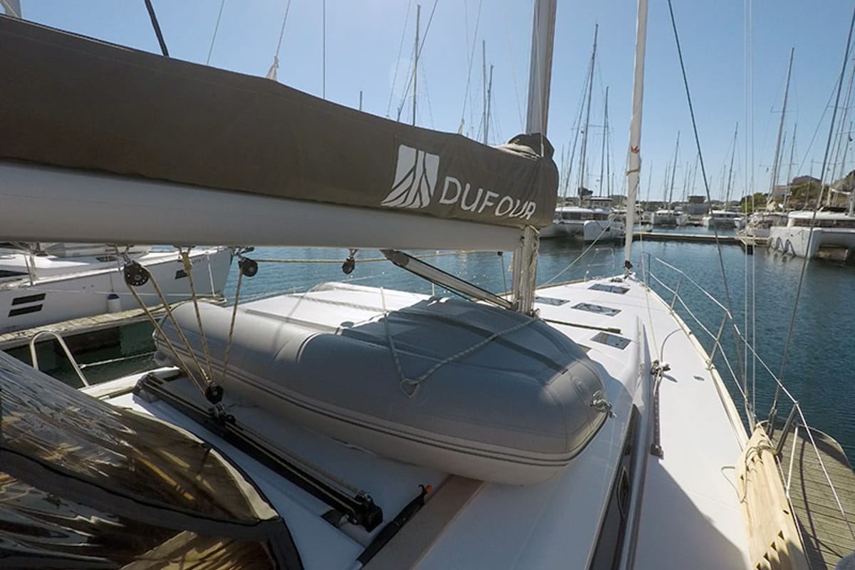 Deck of Petra, a Dufour 460 GL sailboat at Grad Šibenik, Croatia