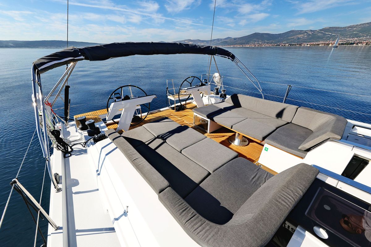 Deck of Tropea, a Hanse Yachts Hanse 510 sailboat at Grad Kaštela, Croatia