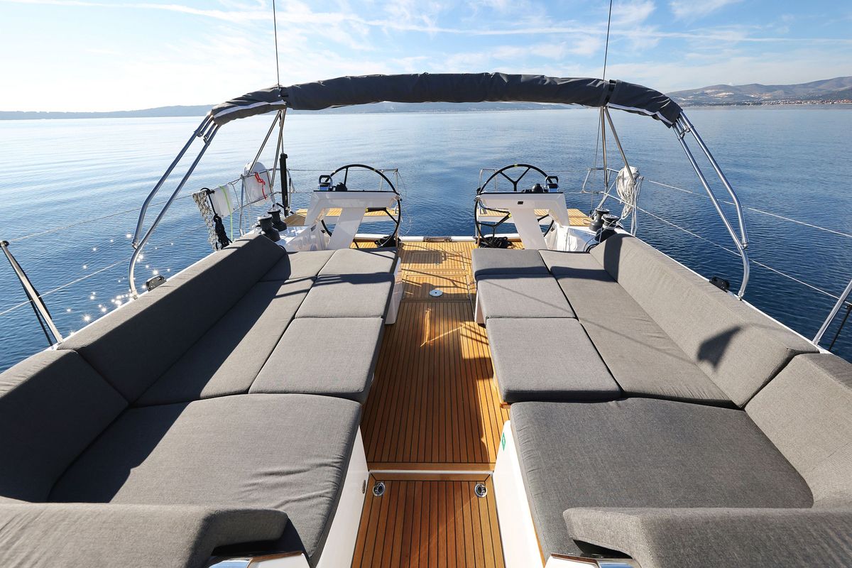 Deck of Tropea, a Hanse Yachts Hanse 510 sailboat at Grad Kaštela, Croatia